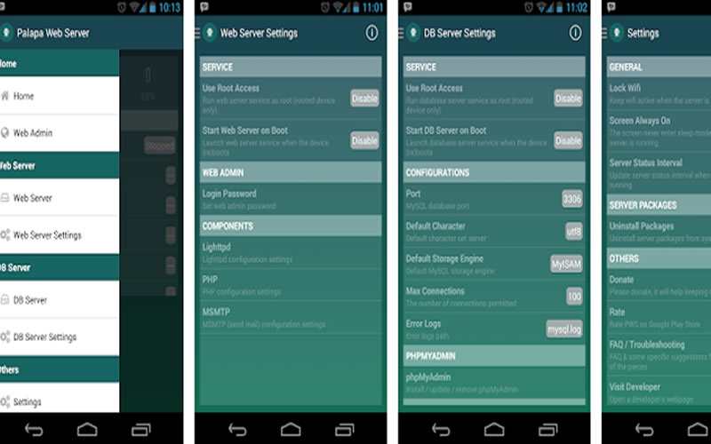 android web server php sqlite